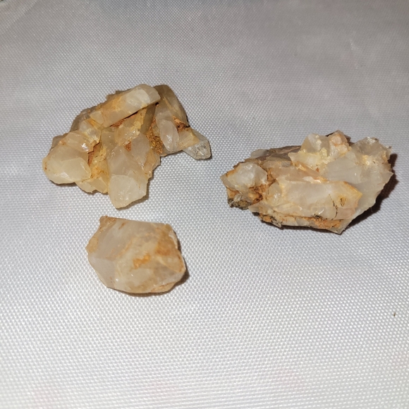 Natural Arkansas Quartz Crystal Cluster Set of 3 with Manganese Dendrites - Picture 2 of 7